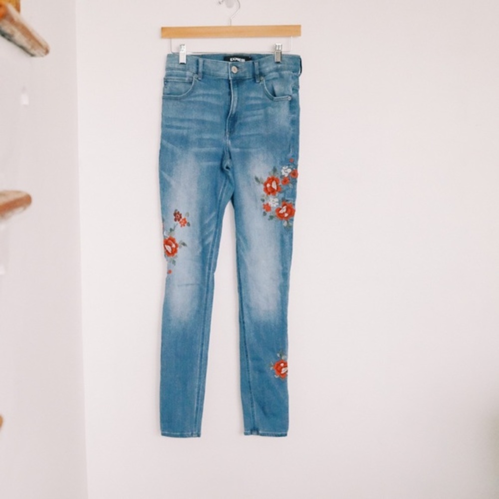 Express Embroider Skinny Leggings